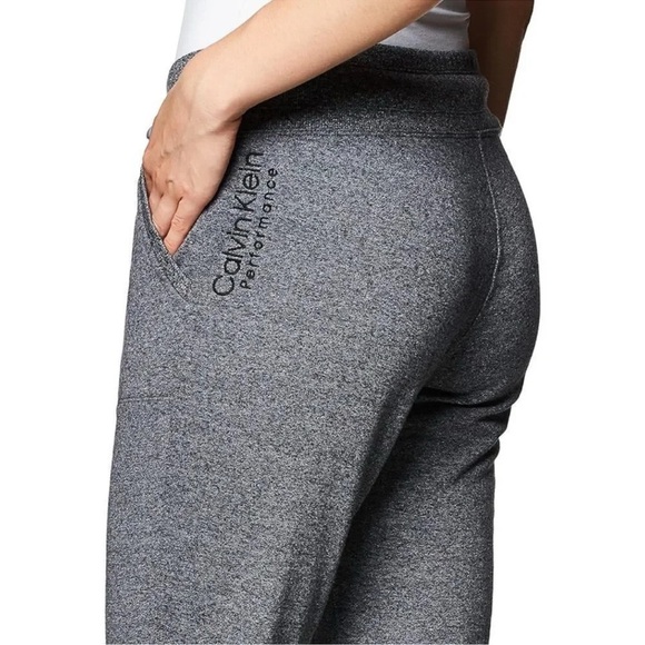 Calvin Klein Women's Premium French Terry Black Heather Fleece Jogger NWT - Picture 4 of 4